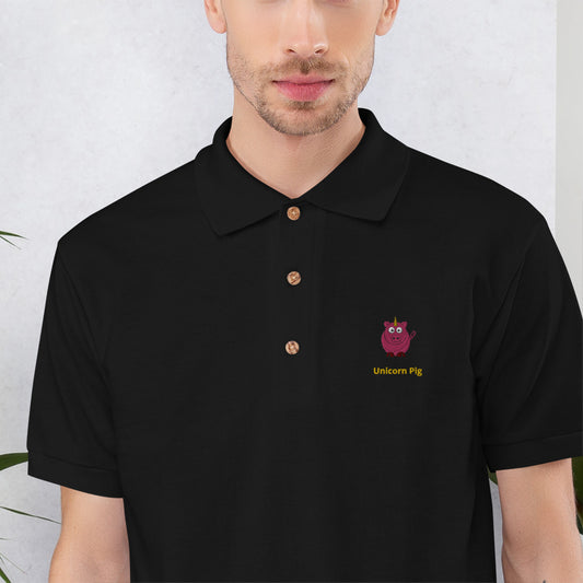 Unicorn Pig Embroidered Polo Shirt