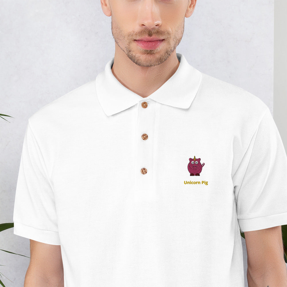 Unicorn Pig Embroidered Polo Shirt